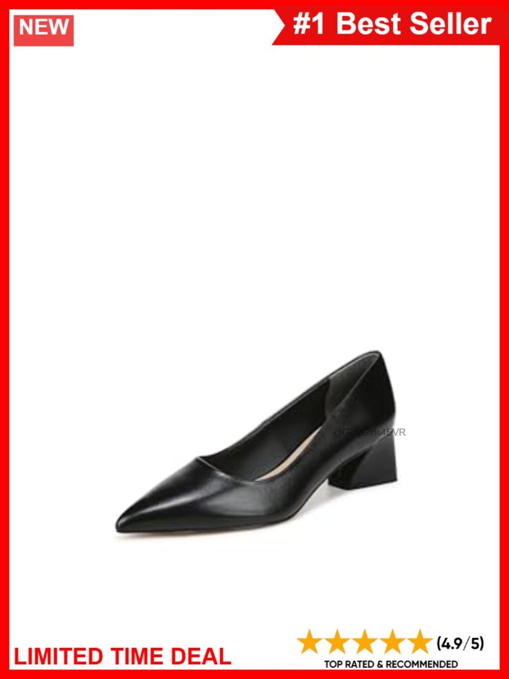 Pointed Toe Block Heel Pumps Leather Comfort Dress Shoes